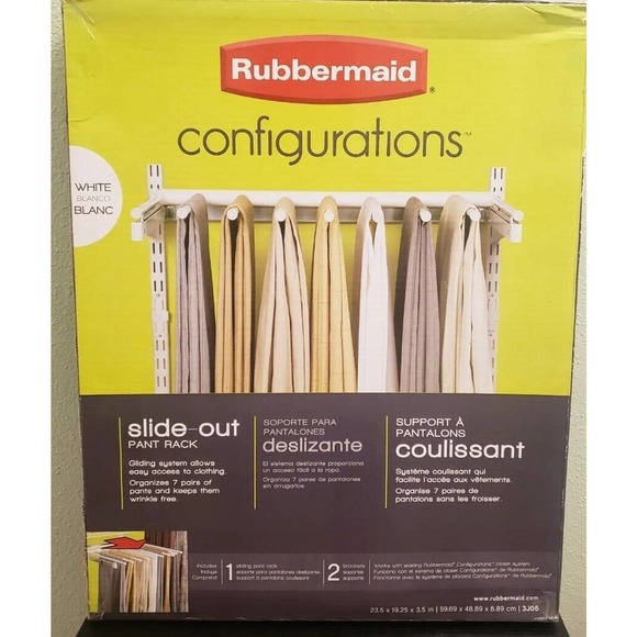 Rubbermaid Storage & Organization Rubbermaid Commercial White Closet Sliding Pant Rack Nibwt